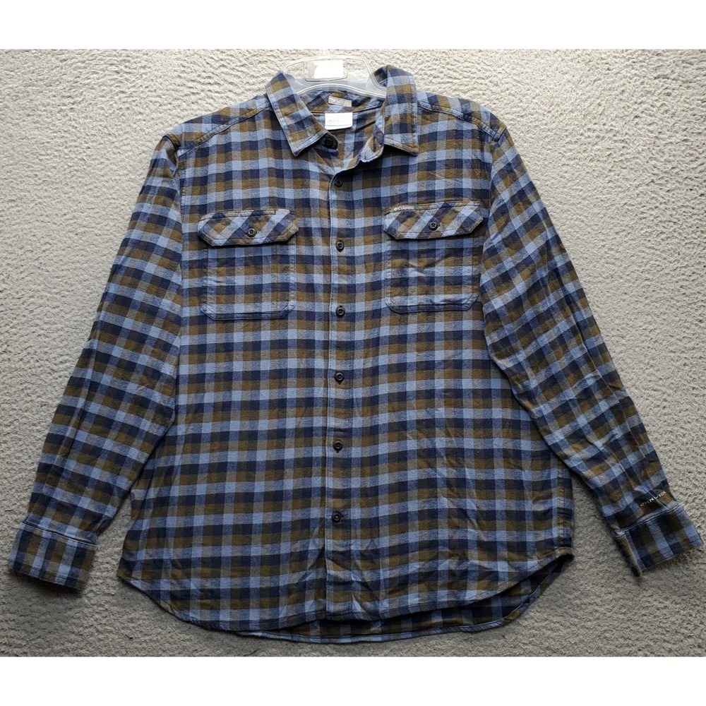 Columbia Flannel Shirt Mens Large Multi Plaid Long Sleeve Regular Fit Button-Up